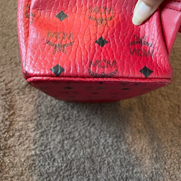 Authentic Red Mcm back pack with black MCM logo